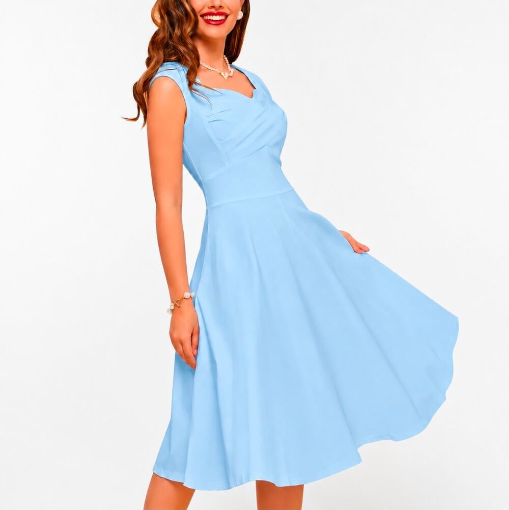 MUXXN Women's NWT 1950s A-Line Fit and Flare Swing Dress Airy Blue XXL